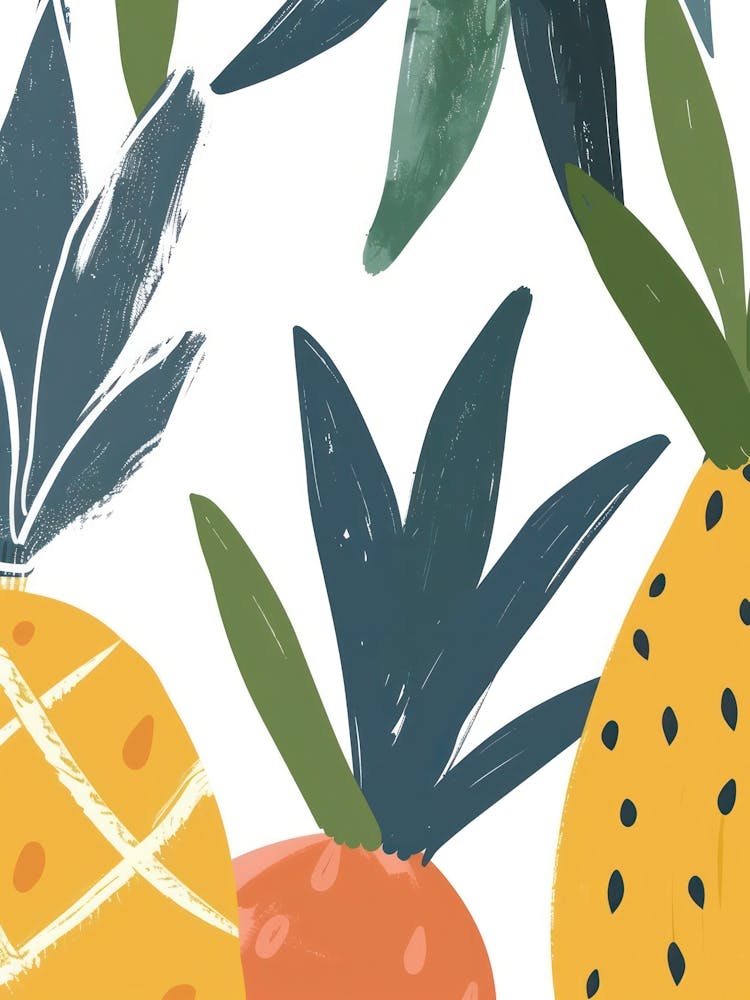 Pineapple Close Up Illustration 1