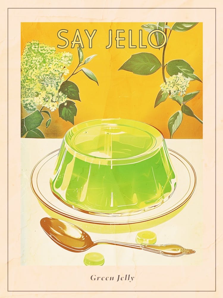 Retro Bright Green Jelly Vintage Cookbook Inspired 1 Poster