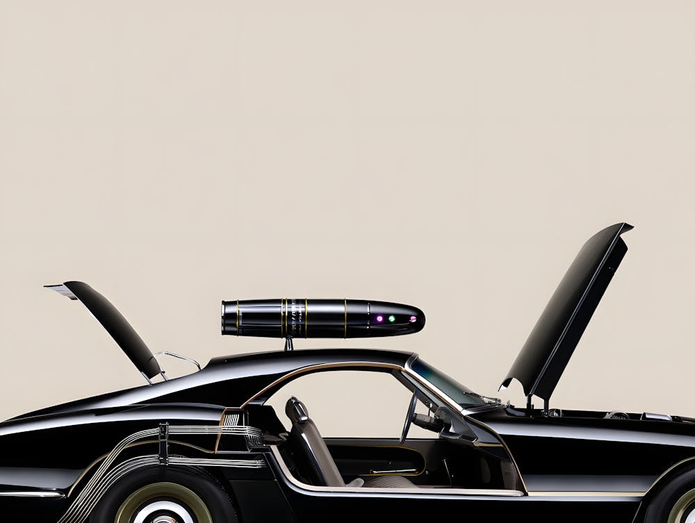 Retro Futuristic Car Print - Sci-Fi Time Machine Vehicle