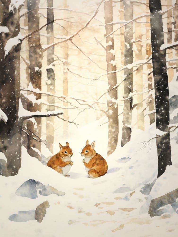 Winter Watercolour Chipmunk 10