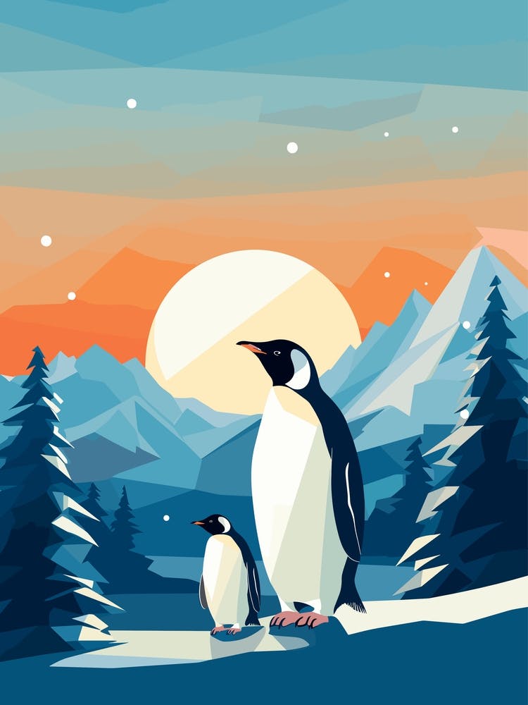 Penguins In The Snow