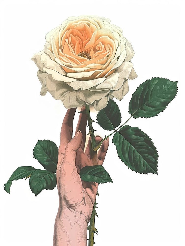 English Roses Painting Rose In A Hand 4
