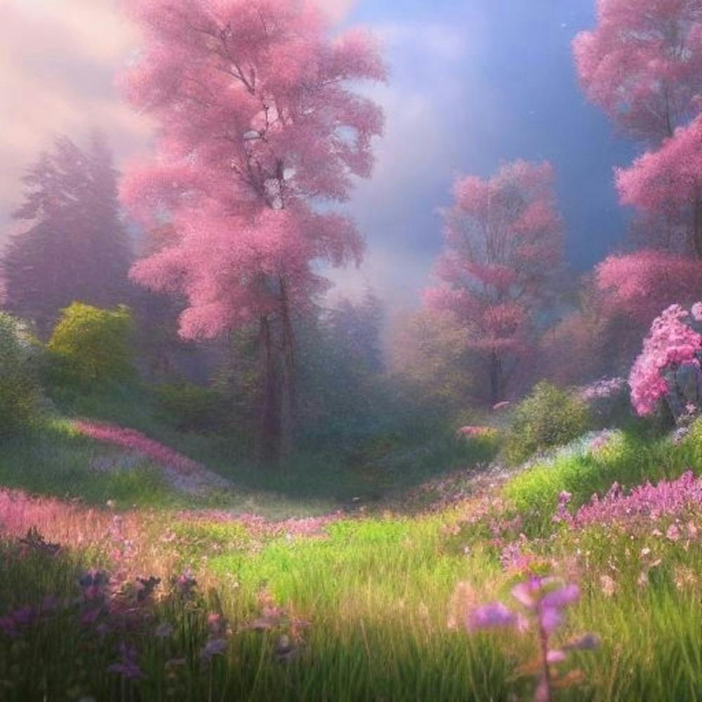 Pink Flowers In A Forest