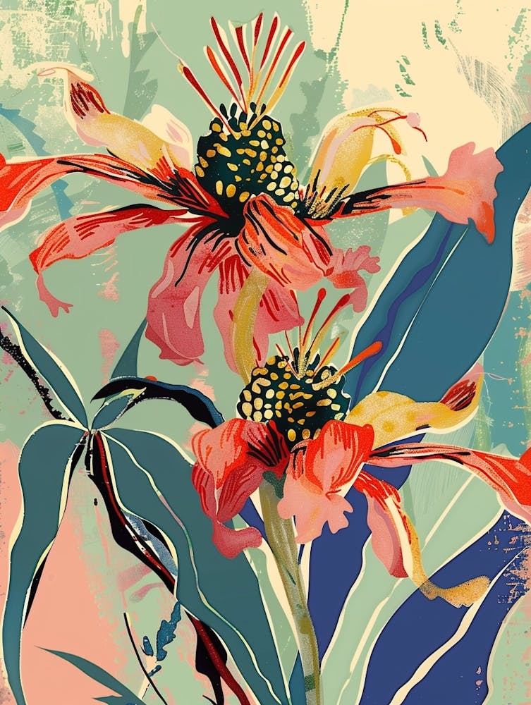 Colourful Flower Illustration Bee Balm 4