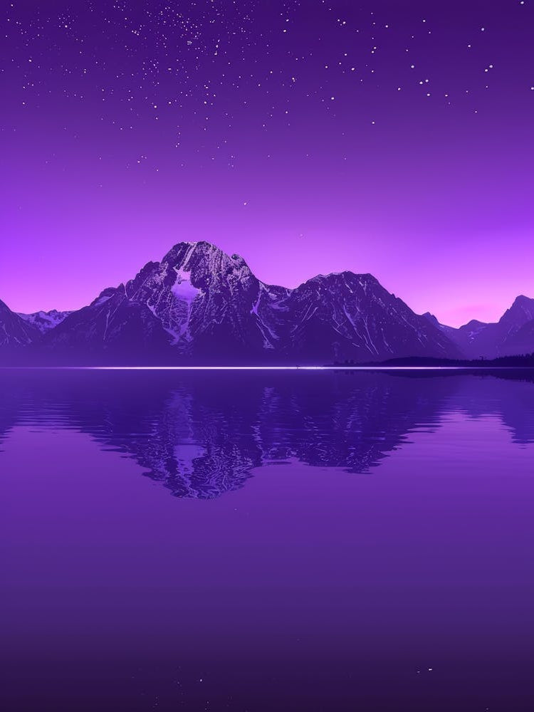 Purple Sky Over A Lake