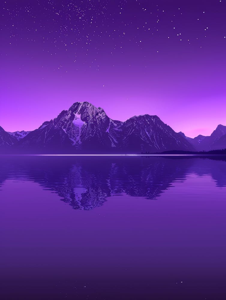 Purple Sky Over A Lake