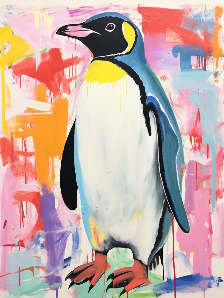 Peinture d'Oiseau Coloré Pingouin 1
