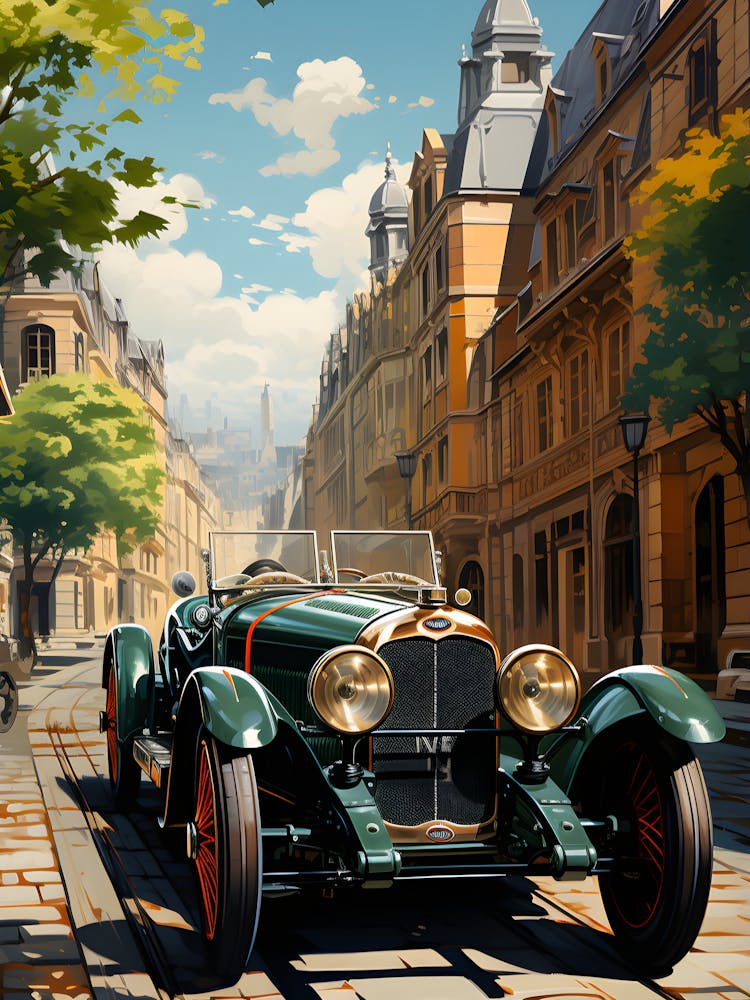 Old Timer On A Cobblestone European Road