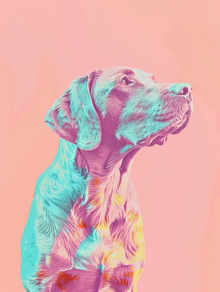 Chesapeake Bay Retriever Dog Pastel Line Watercolour Illustration 1