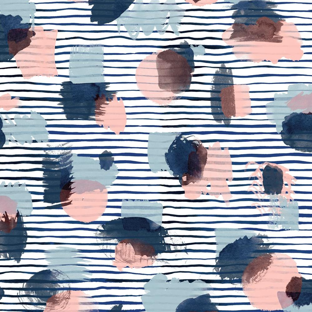 Watercolor Stains Stripes Navy Square
