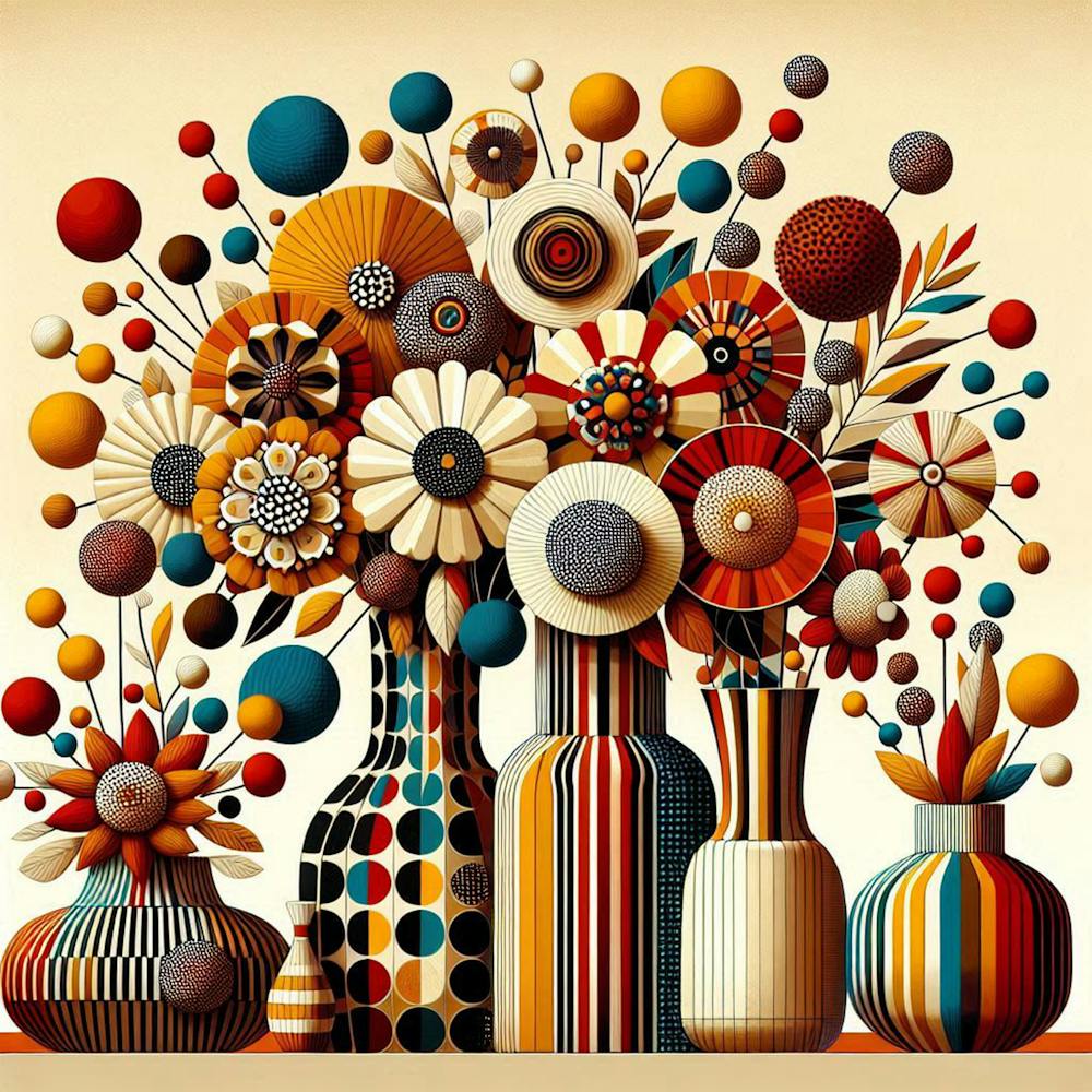 Warm Dotty Flowers In A Vase 2