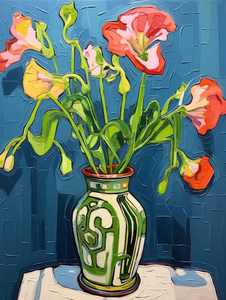 Flowers In A Vase Still Life Painting Sweet Pea 1
