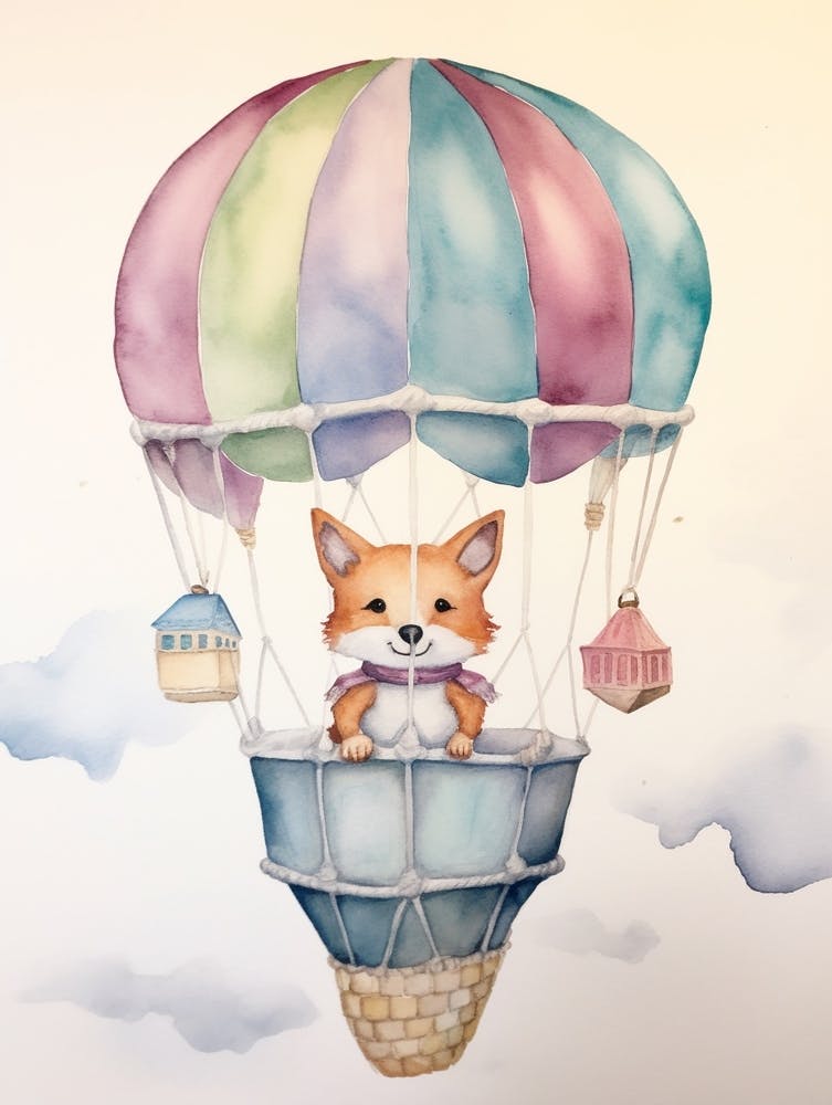 Baby Fox 2 In A Hot Air Balloon