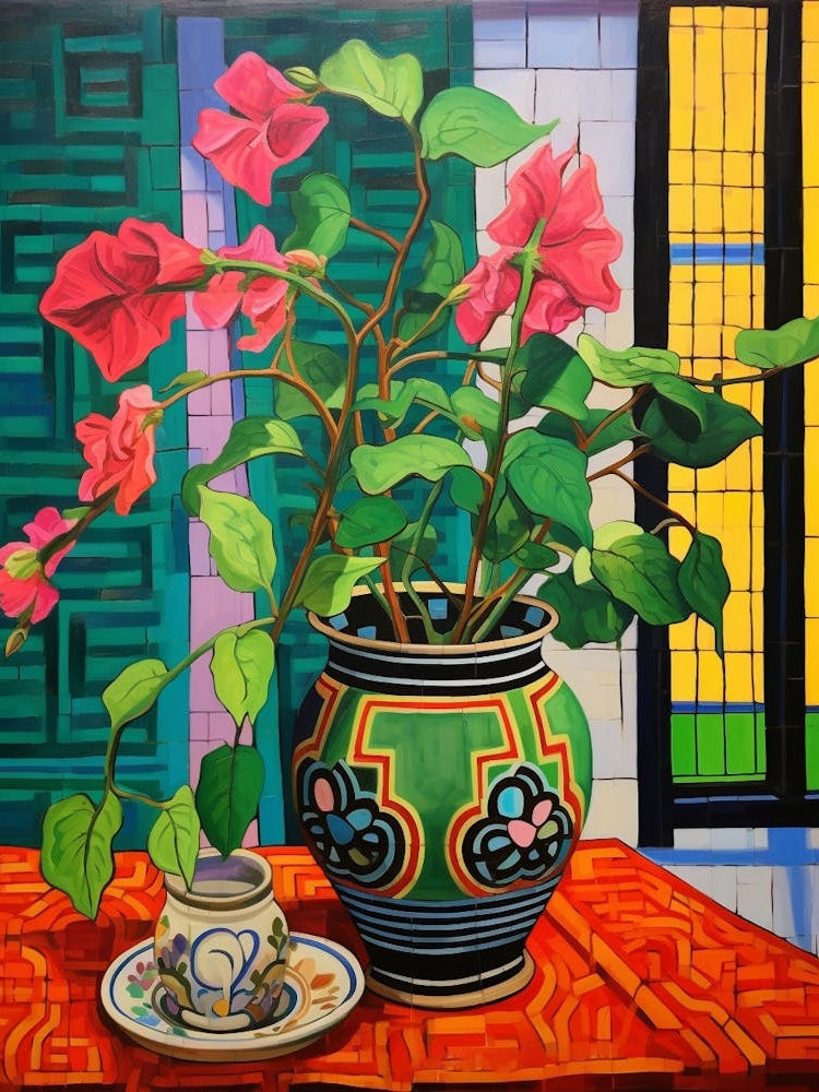 Flowers In A Vase Still Life Painting Bougainvillea 1