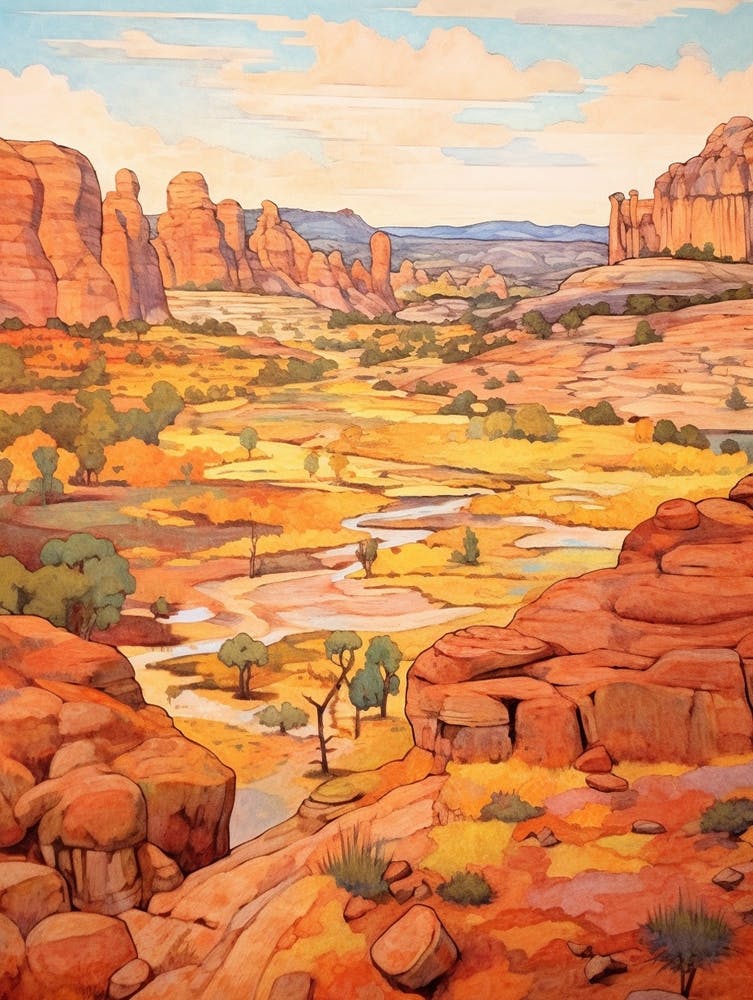 Autumn National Park Painting Arches National Park Utah Usa 2