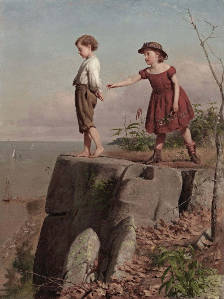Two Children On A Cliff