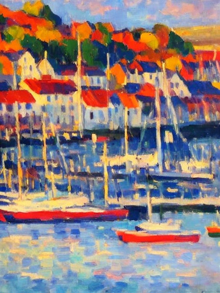 Port Of Oslo Norway Brushwork Painting harbour