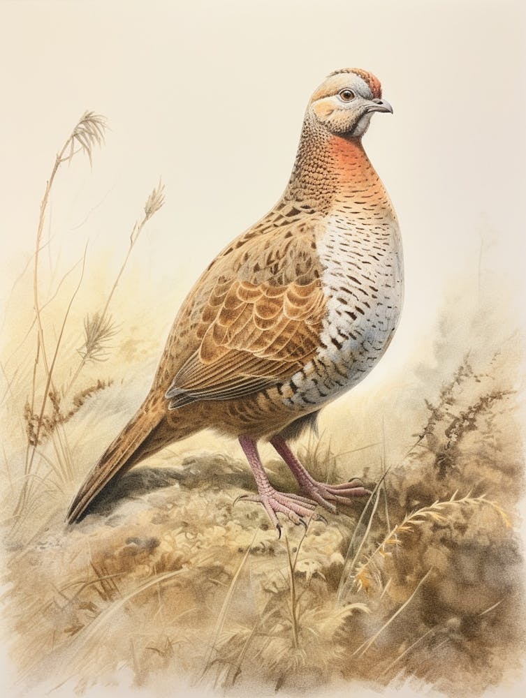 Vintage Bird Drawing Grouse 1