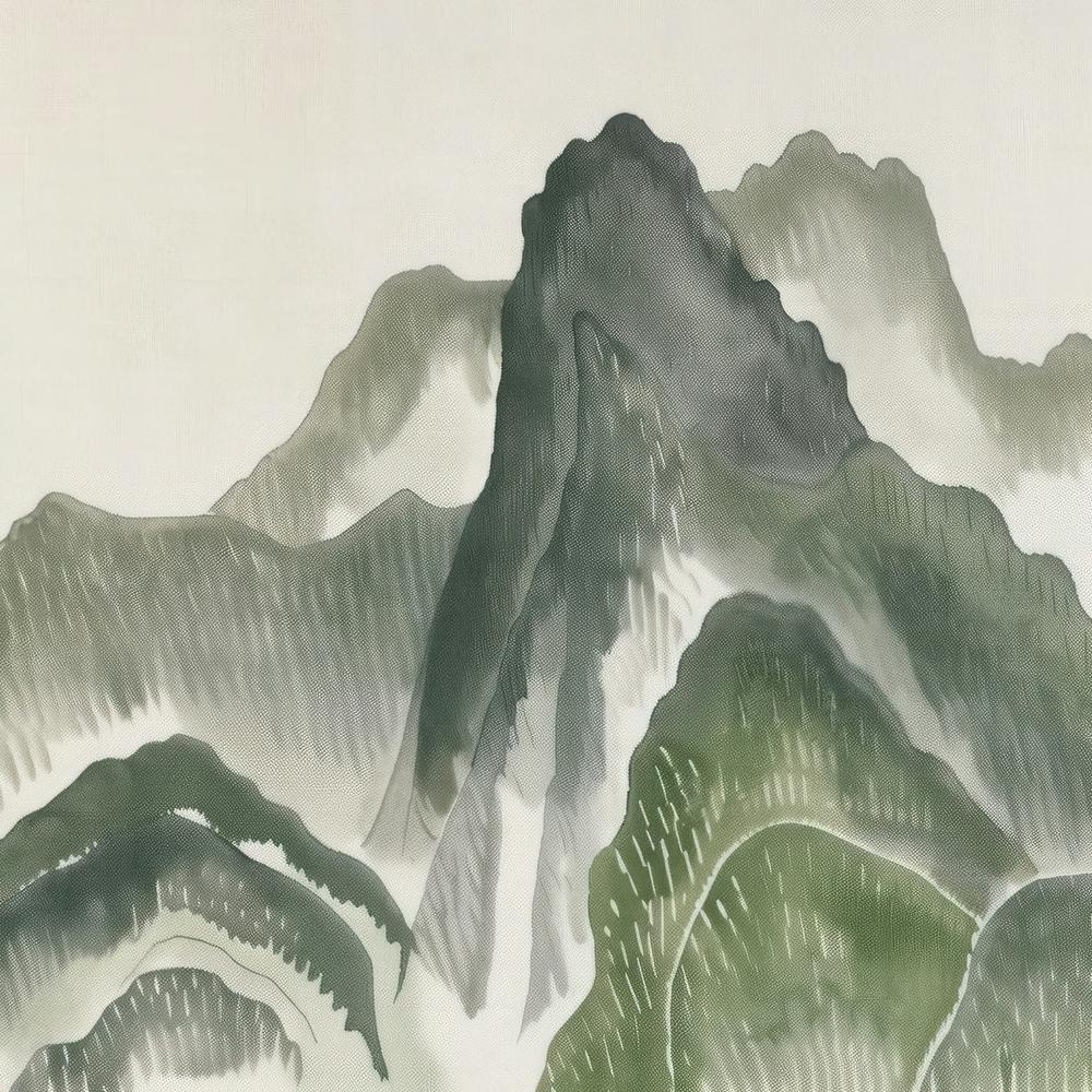 Japanese Watercolour Of Mount Oyama 4