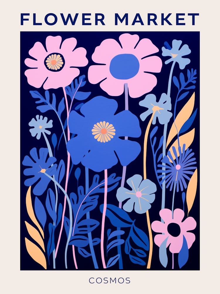 Blue Flower Market Poster Cosmos 1