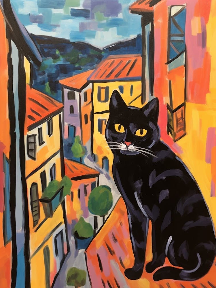 Painting Of A Cat In Perugia Italy 1