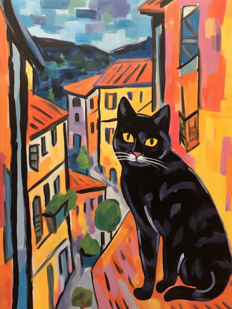 Painting Of A Cat In Perugia Italy 1