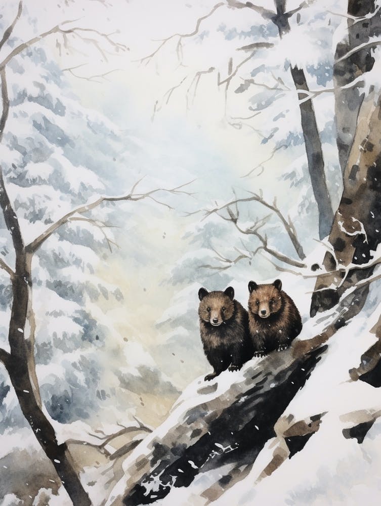 Winter Watercolour Marten 2