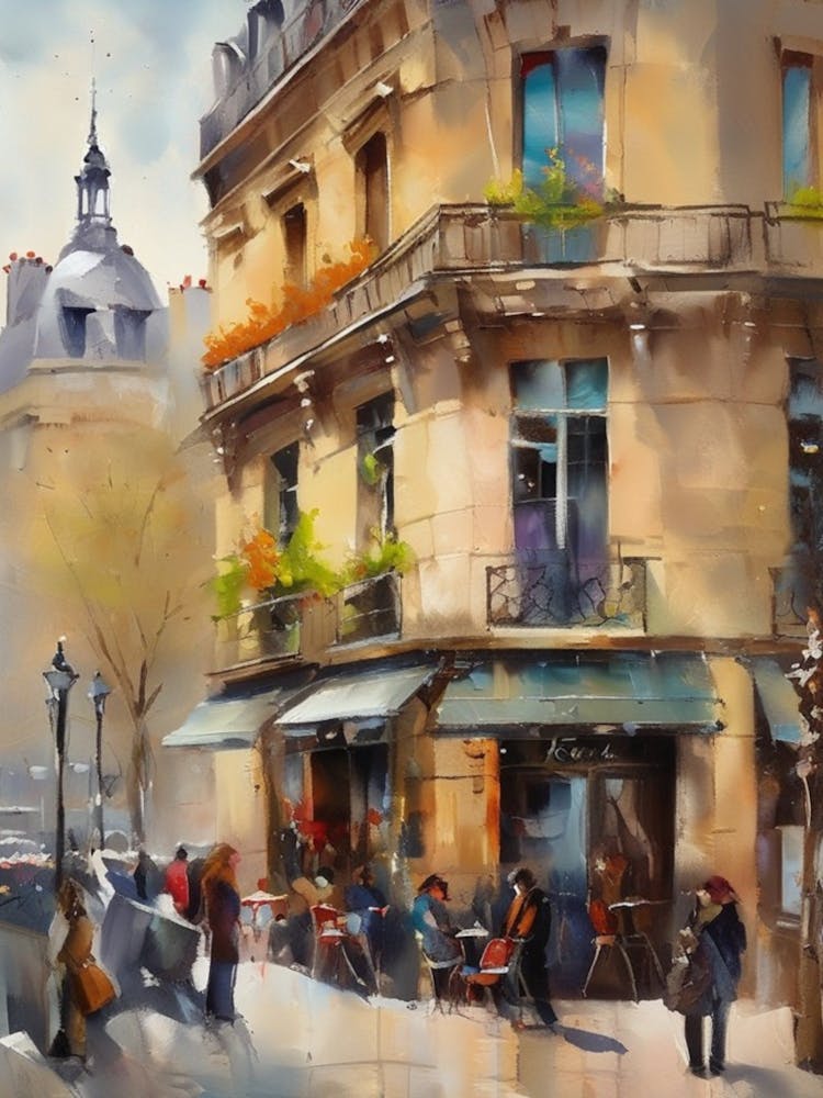 Pariser Cafés, Frühling in Frankreich, Frühlings-Ölgemälde, Fußgänger auf der Straße, Frühlingskleidung, Paris-Drucke, Reisegeschenke, Paris-Poster.5 17