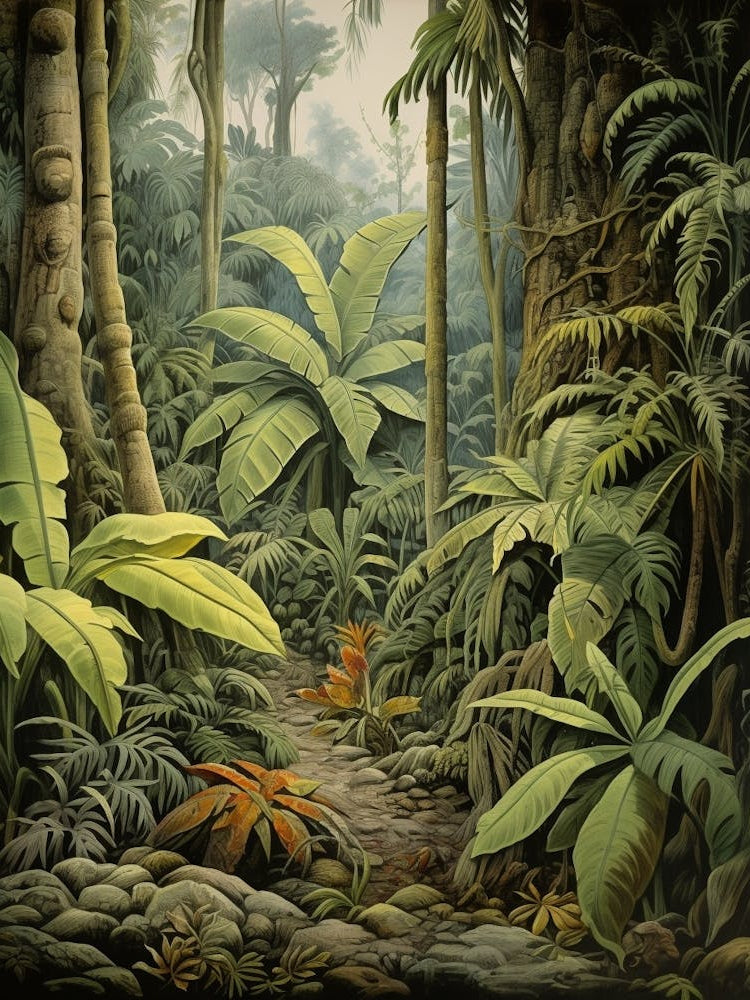 Vintage Jungle Botanical Illustration Banana Plant 2