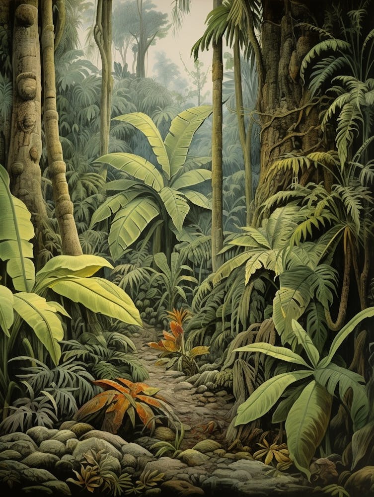 Vintage Jungle Botanical Illustration Banana Plant 2