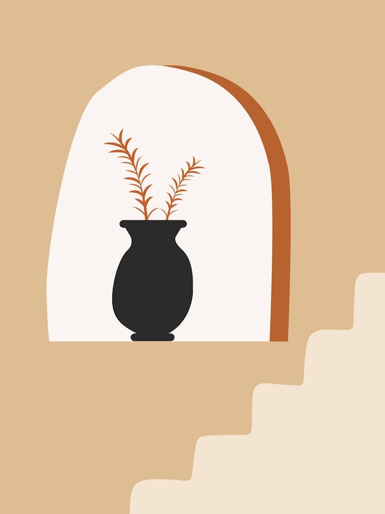 Vase On A Staircase