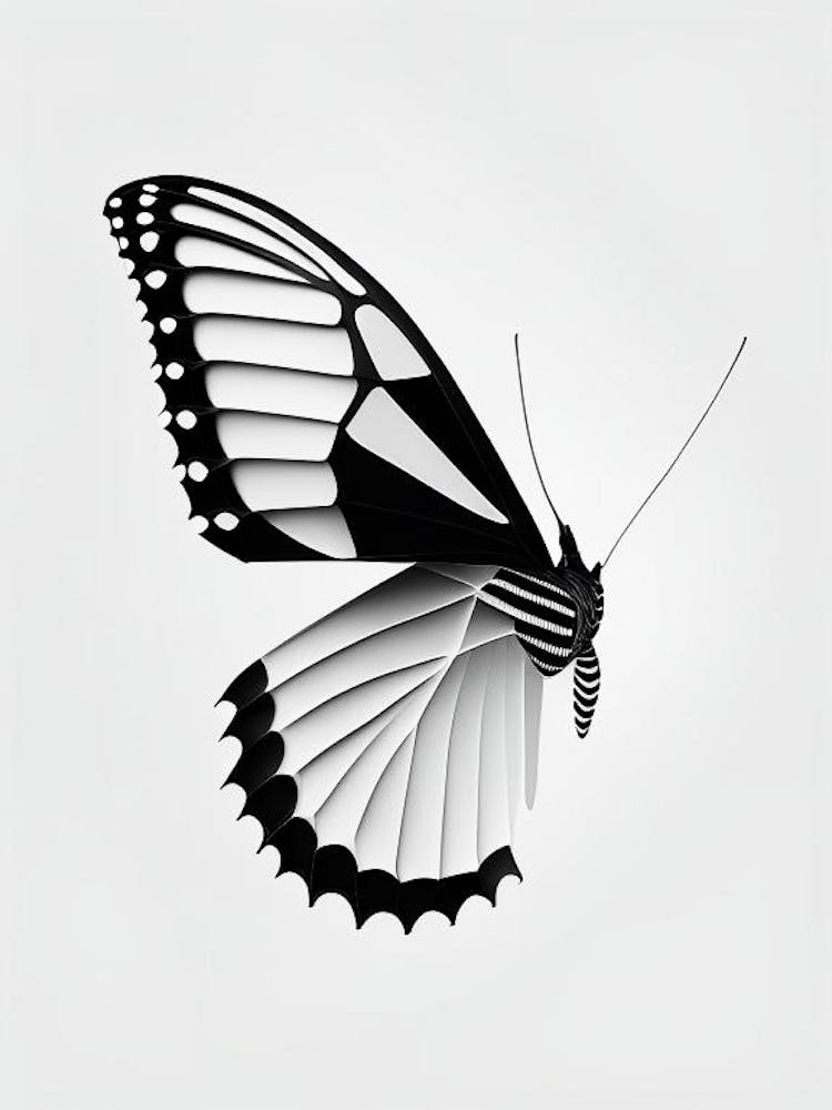Black Swallowtail Butterfly Black & White Geometric 2