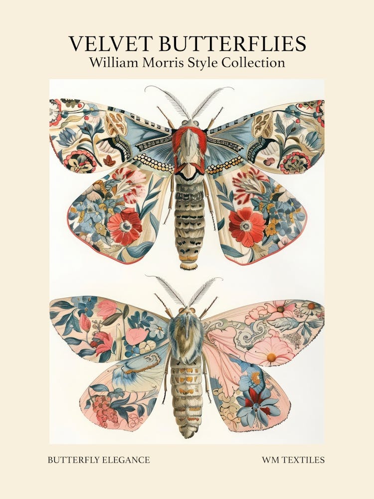 Velvet Butterflies Collection Butterfly Elegance William Morris Style 2