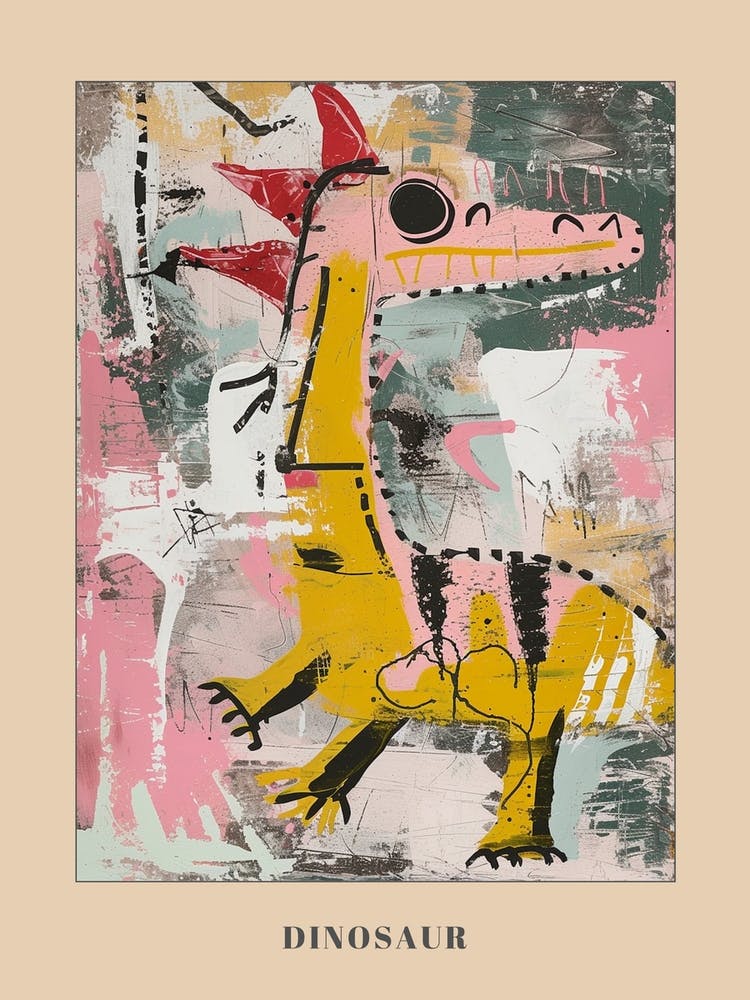Graffiti Pastel Pink Dinosaur Poster