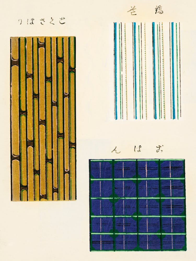 Vintage Ukiyo-e Woodblock Print Of Japanese Textile, Shima Shima, Furuya Korin (177)