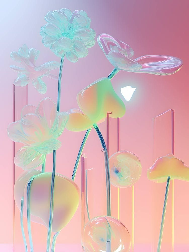 Pastel Flowers In A Vase