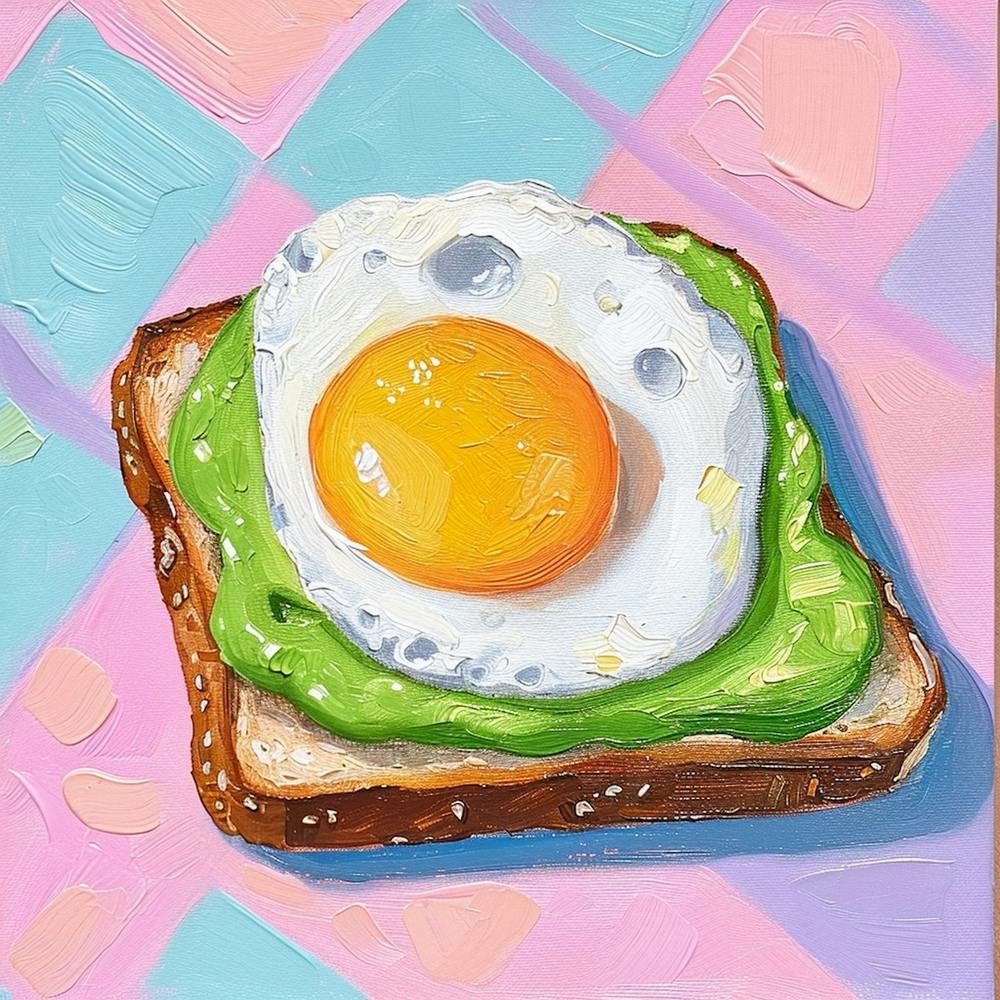 Avocado Egg On Toast Pastel Checkerboard 2