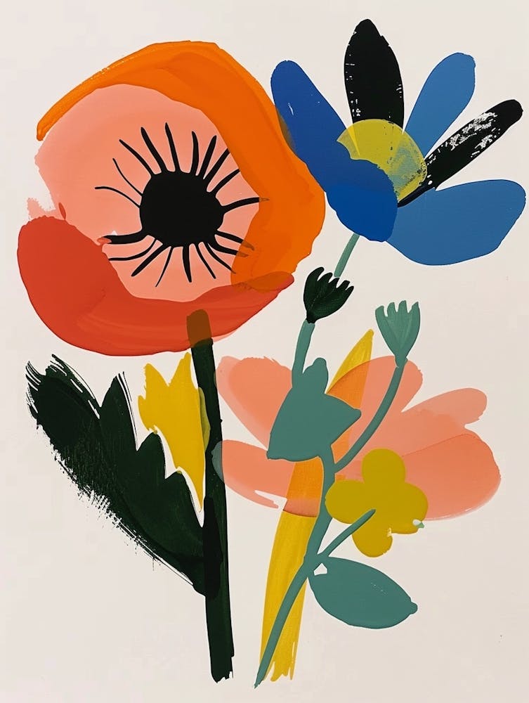 Gemalte Blumen Mohn 4