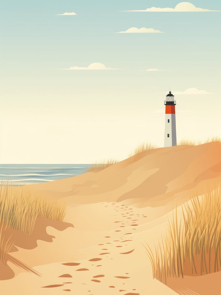 Baltic Sea And North Sea, Minimalist Ocean and Beach Retro Landscape Travel Poster Set #2