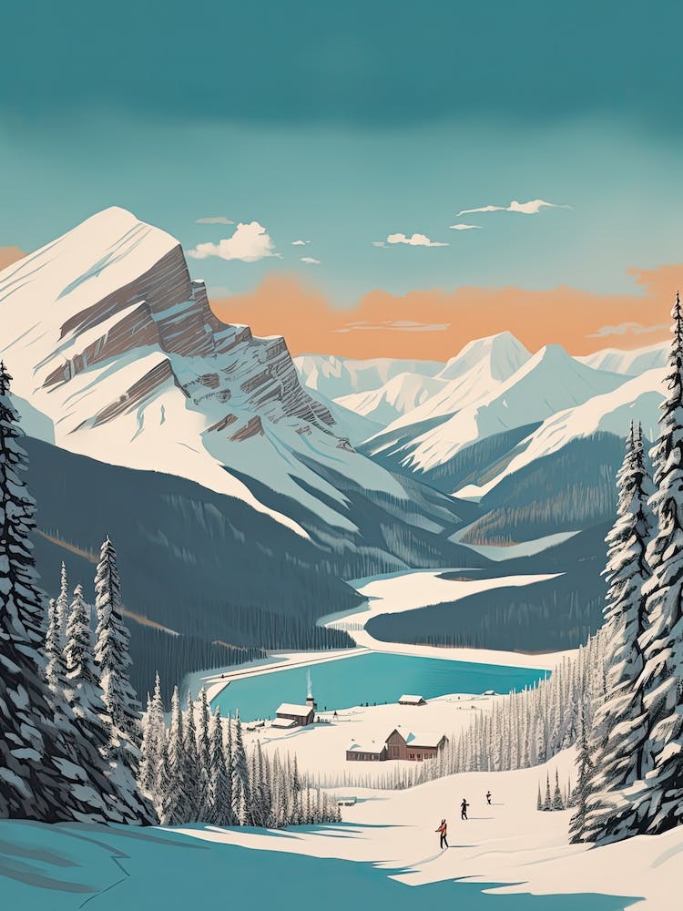 Lake Louise Ski Resort   Alberta, Canada, Ski Resort Illustration 3 Simple Style