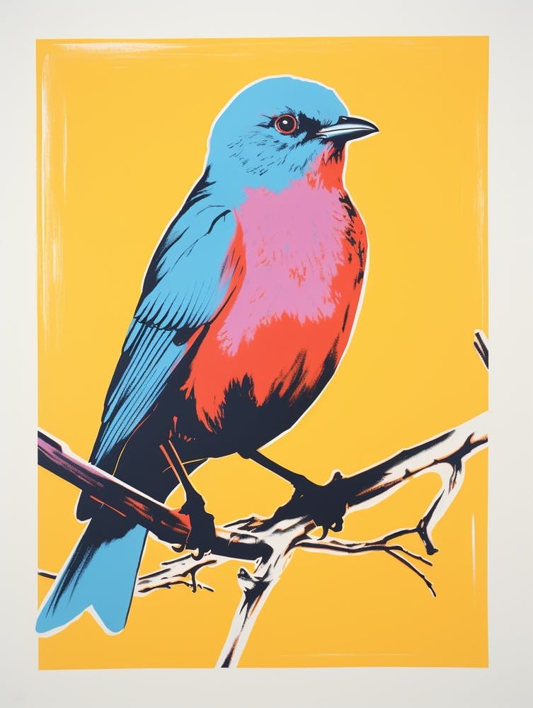 Andy Warhol Style Bird Eastern Bluebird 1
