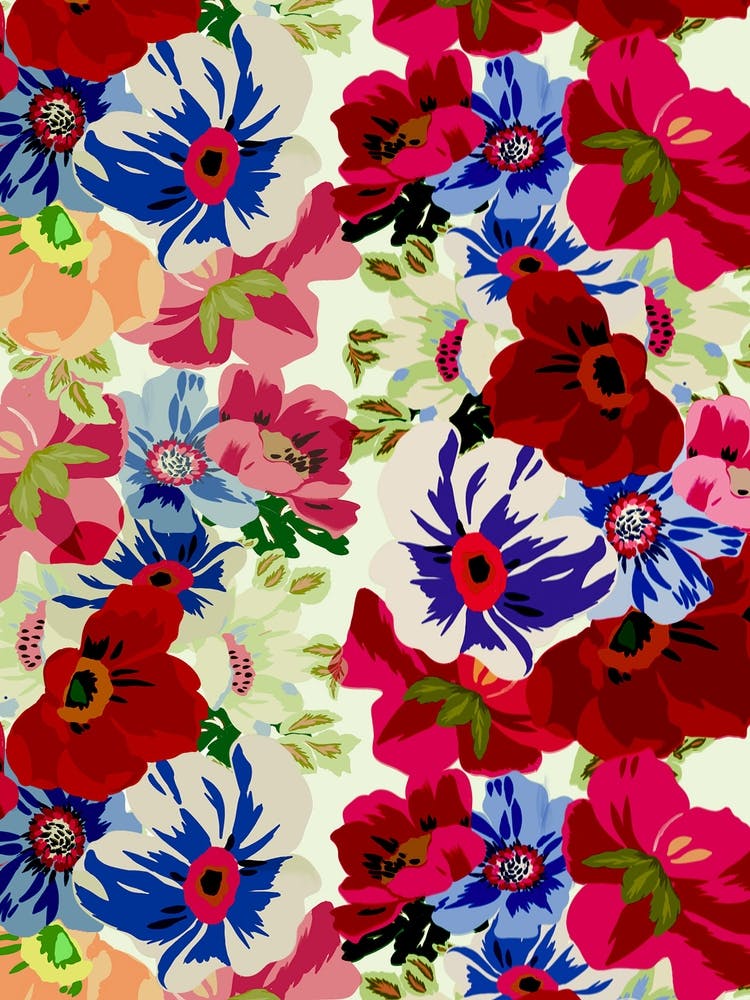 Poppies&Pansies Fabric - "Royal Pansies"