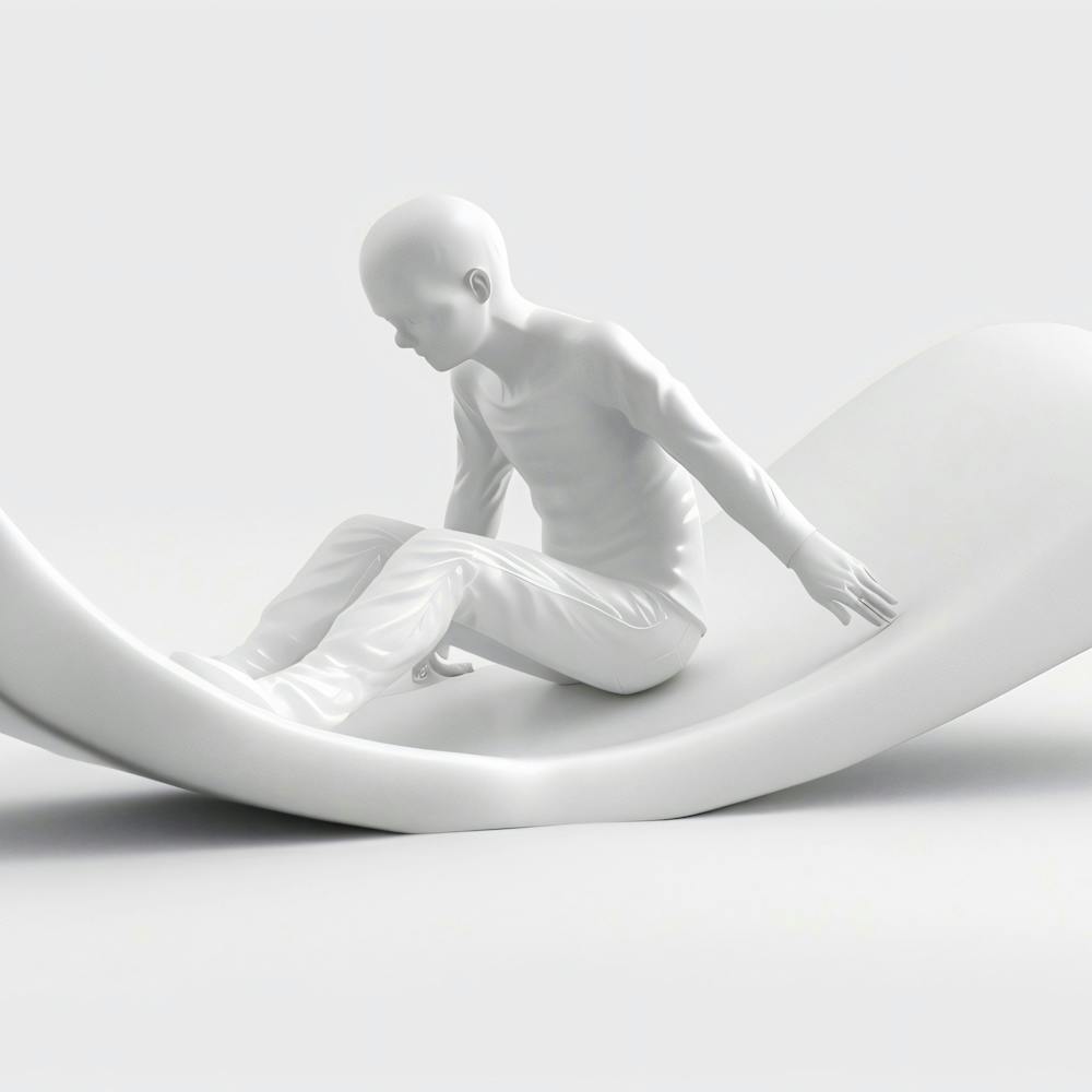 Man Sitting On A White Surfboard