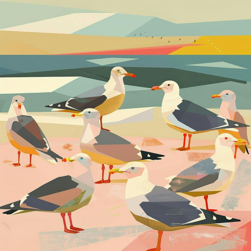 Seagulls On The Beach