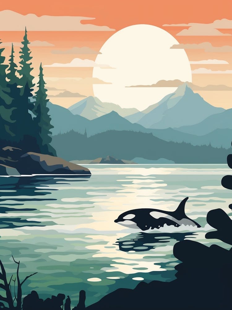 Orca Whale Swimming At Dusk 2