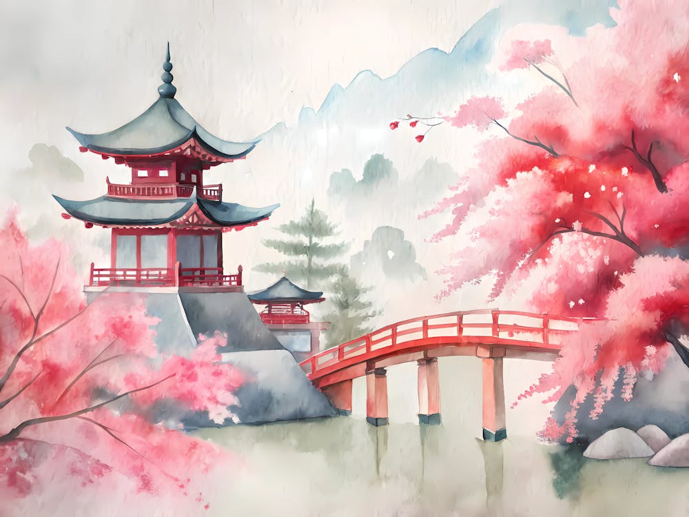 Kyoto Japan A Vintage Illustration 1