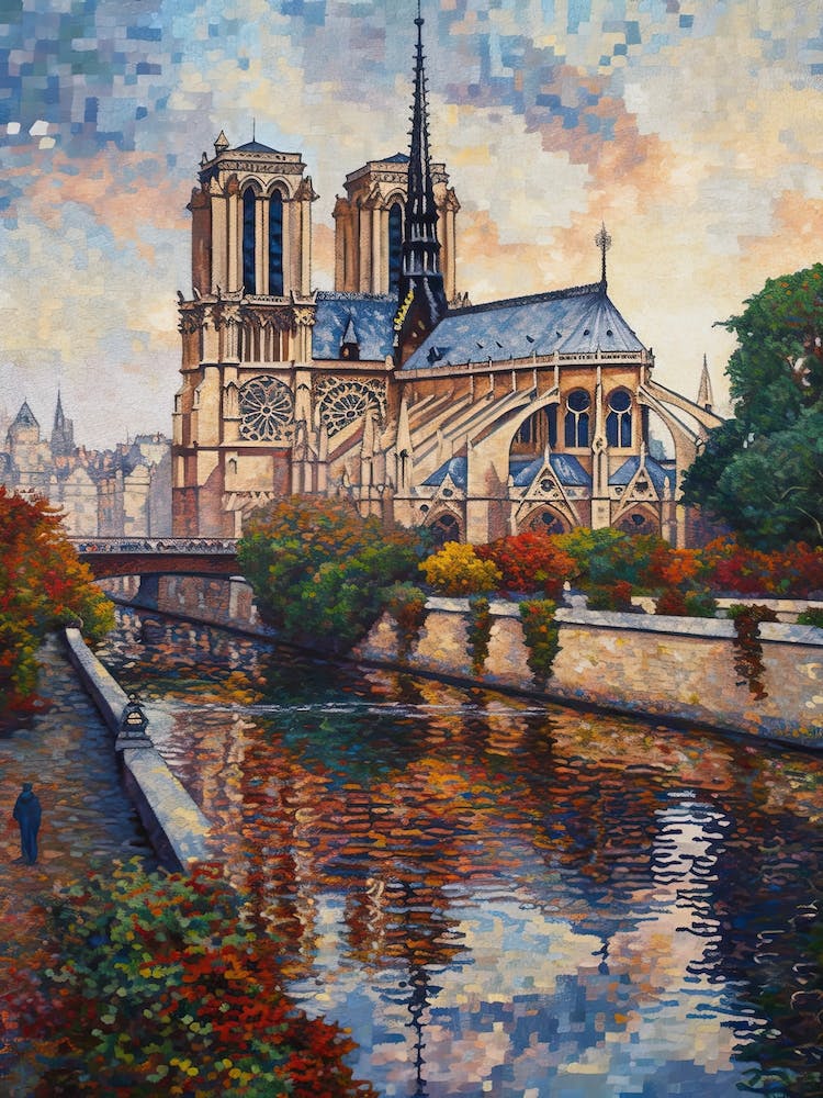 Notre Dame Paris France Paul Signac Style 1