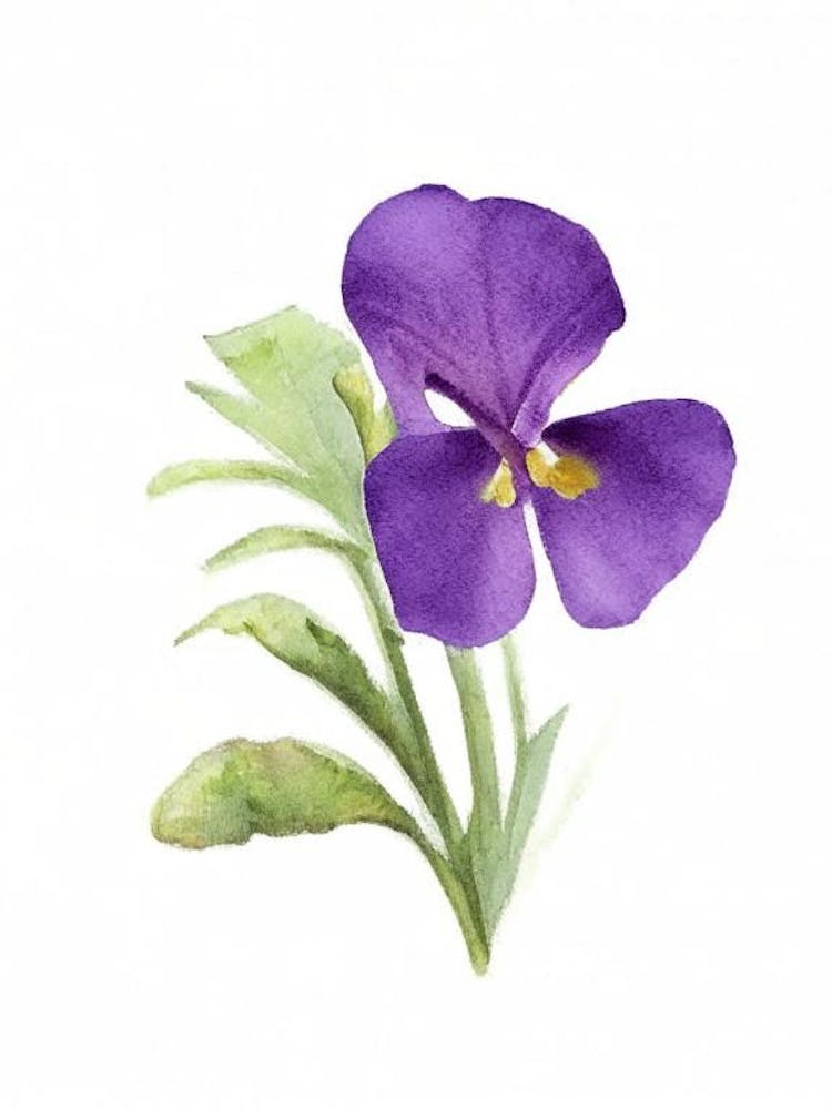 Marsh Violet Wildflower Watercolour