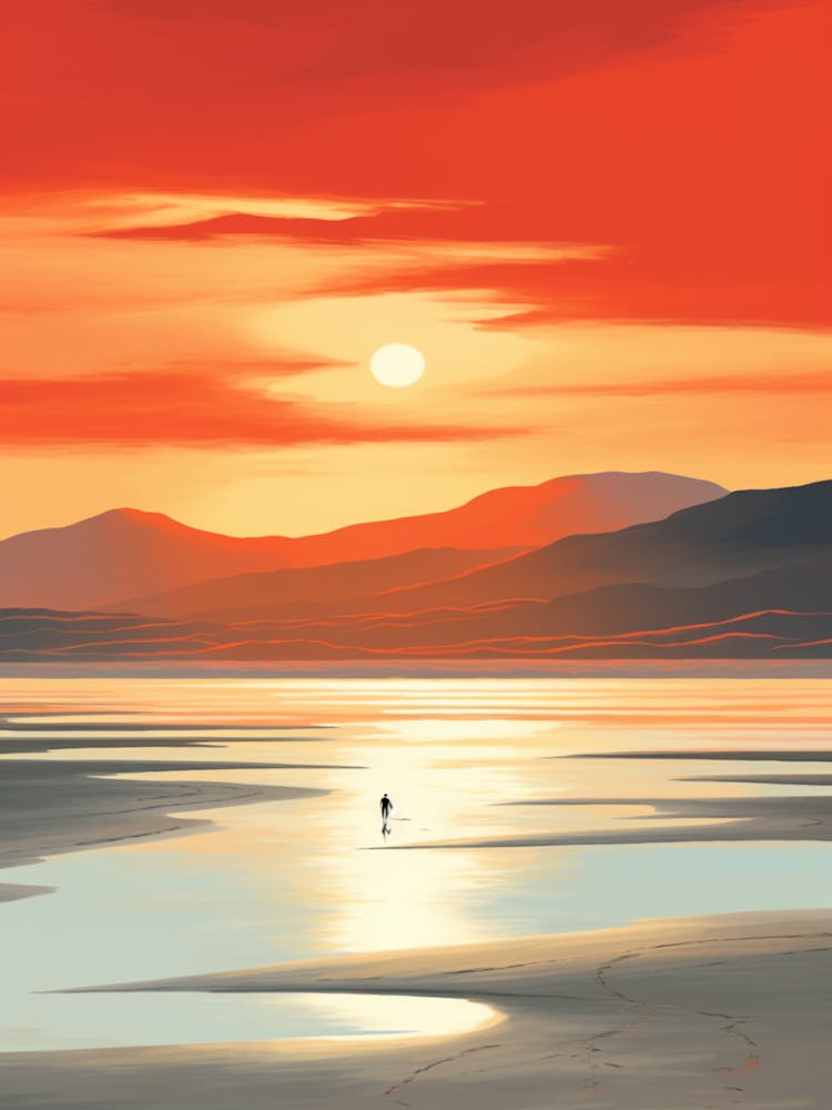 Luskentyre Sands Isle Of Harris Scotland At Sunset, Vibrant Painting 2