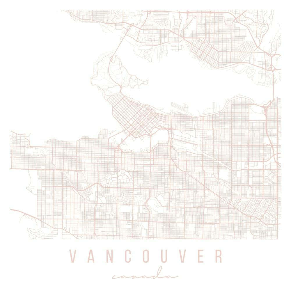 Vancouver Canada Light Pink Minimal Street Map Square
